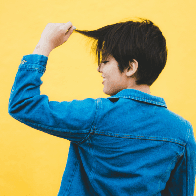 women wearing blue denim jacket