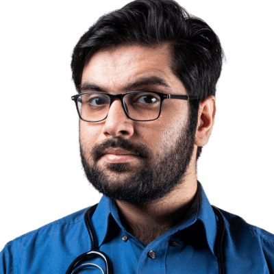 man in blue dress shirt wearing black framed eyeglasses