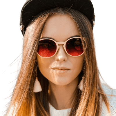 woman in white knit sweater and black fitted cap