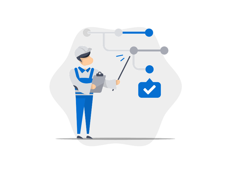 Illustration showing version control and code management elements. Features branching diagrams, commit symbols, and development workflow elements, symbolizing software development and code collaboration.