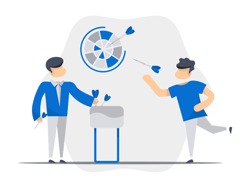 Illustration showing a dart hitting a target or dartboard, representing precision, accuracy, and goal achievement. Symbolizes targeting objectives and hitting goals in business or personal endeavors.