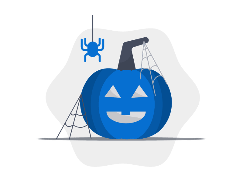 Illustration showing a carved Halloween pumpkin with a friendly face. The pumpkin features traditional Halloween carving with triangular eyes and a toothy grin, representing the festive spirit of Halloween, trick-or-treating, and autumn celebrations.