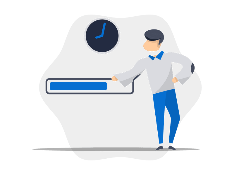 Illustration showing a loading indicator or progress symbol, representing system processing and waiting states. Features circular or animated loading elements, symbolizing data processing and system updates.