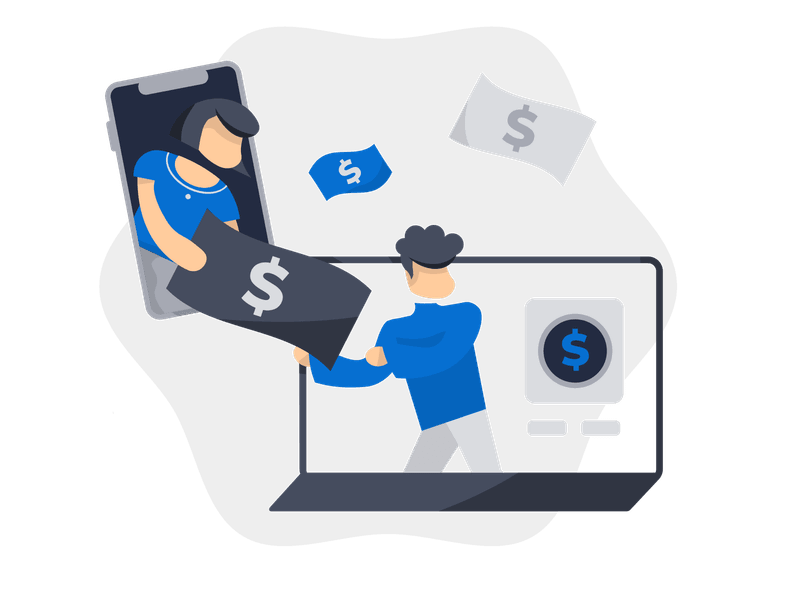 Illustration showing a payment terminal with a credit card being inserted. The scene depicts the process of making a payment, symbolizing transactions, e-commerce, financial services, and digital payments.