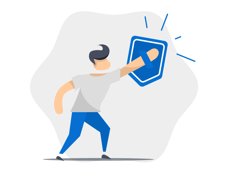 Illustration showing a protective shield or security symbol. The scene depicts protection and security, symbolizing safety, defense, cybersecurity, and safeguarding against threats.
