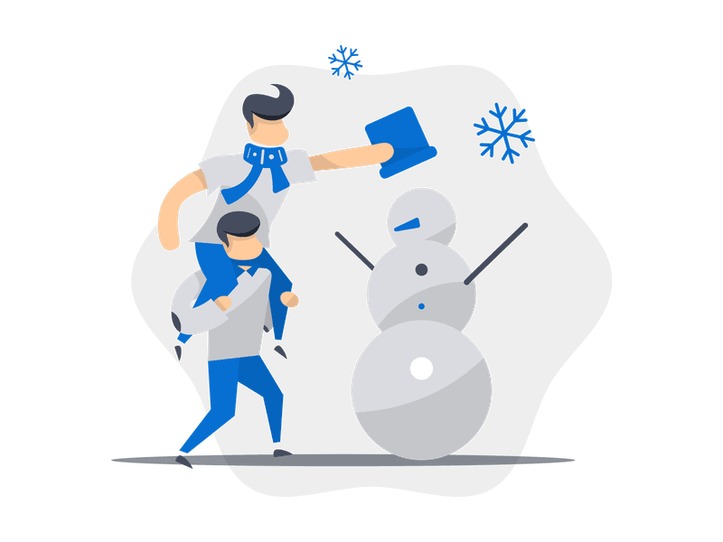 Illustration showing a snowman figure. The scene depicts winter activities and seasonal fun, symbolizing winter, snow, holiday celebrations, and outdoor winter recreation.