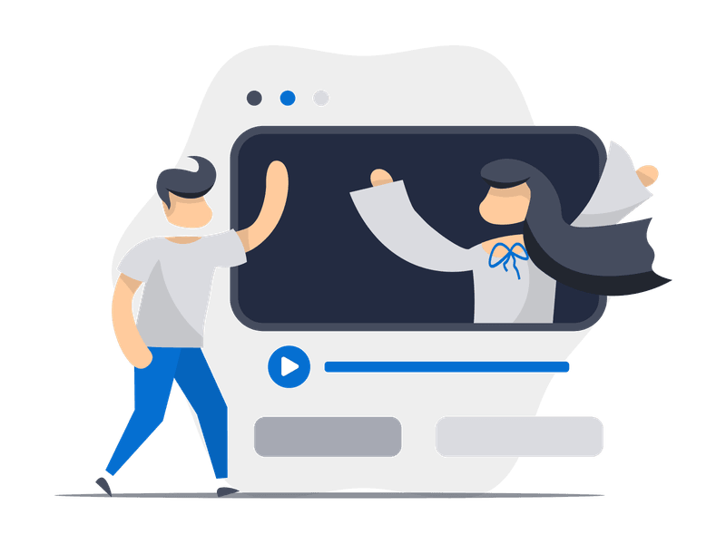 Illustration showing a video camera or recording device. The scene depicts video production and recording, symbolizing content creation, media production, documentation, and visual storytelling.