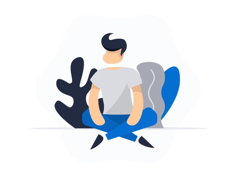 Illustration showing a relaxed person sitting comfortably with a peaceful expression. The person is depicted in a casual, laid-back pose, symbolizing relaxation, leisure time, stress relief, or taking a break from work.