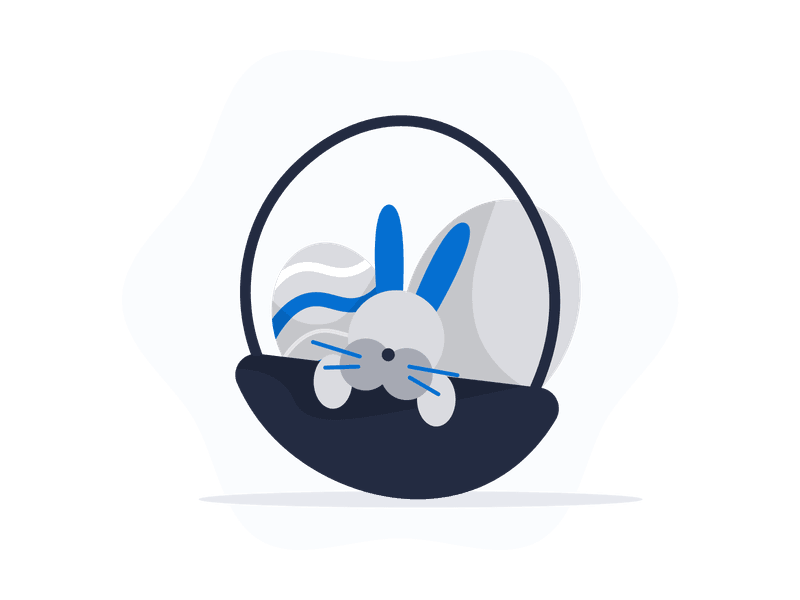 Illustration showing a cute Easter bunny with long ears and a friendly expression. The bunny is depicted in a cheerful pose, symbolizing Easter celebrations, springtime, renewal, and holiday traditions with a warm and welcoming appearance.