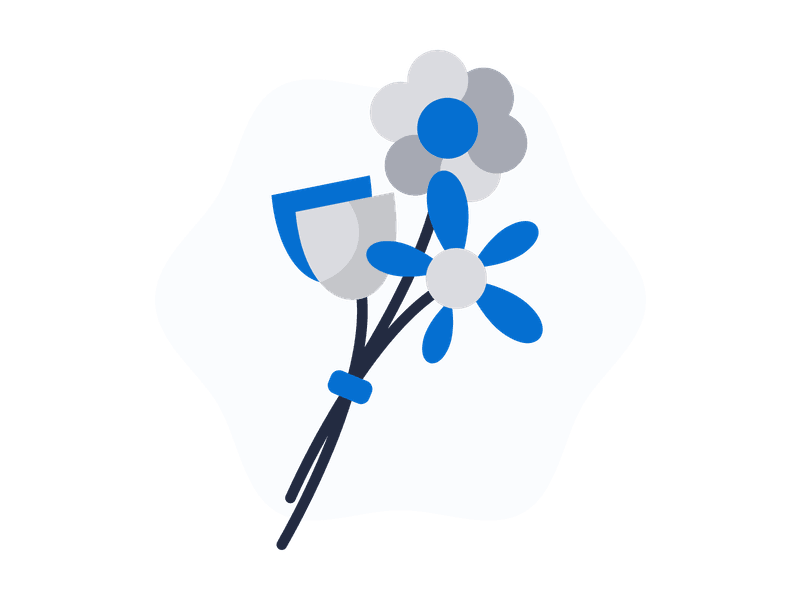 Illustration showing a beautiful bouquet of flowers. The illustration features various types of flowers arranged in a bouquet, representing nature, beauty, gifts, celebrations, and positive emotions like joy and appreciation.