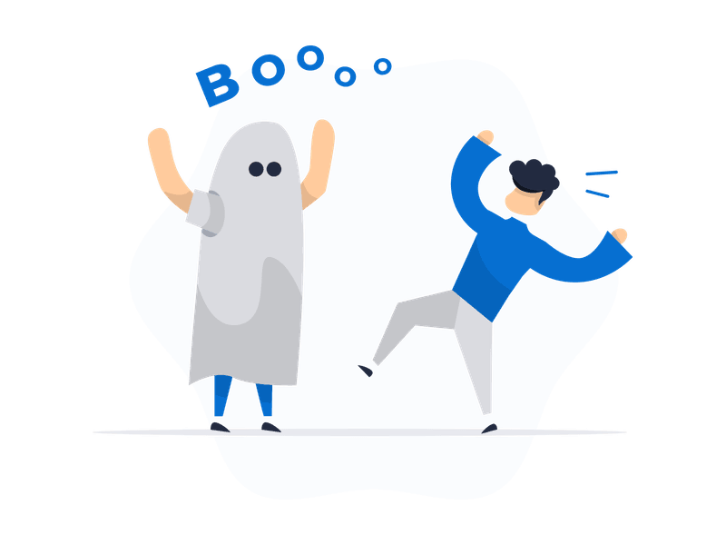 Illustration showing a friendly ghost character with a cute and playful appearance. The ghost is depicted with a characteristic wavy bottom, representing Halloween themes and spooky but harmless fun.