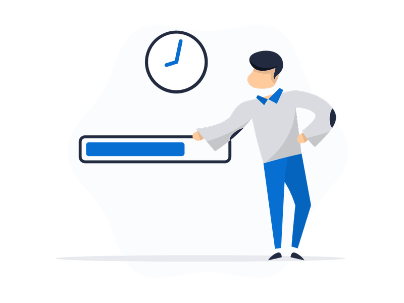 Illustration showing a loading indicator or progress symbol, representing system processing and waiting states. Features circular or animated loading elements, symbolizing data processing and system updates.
