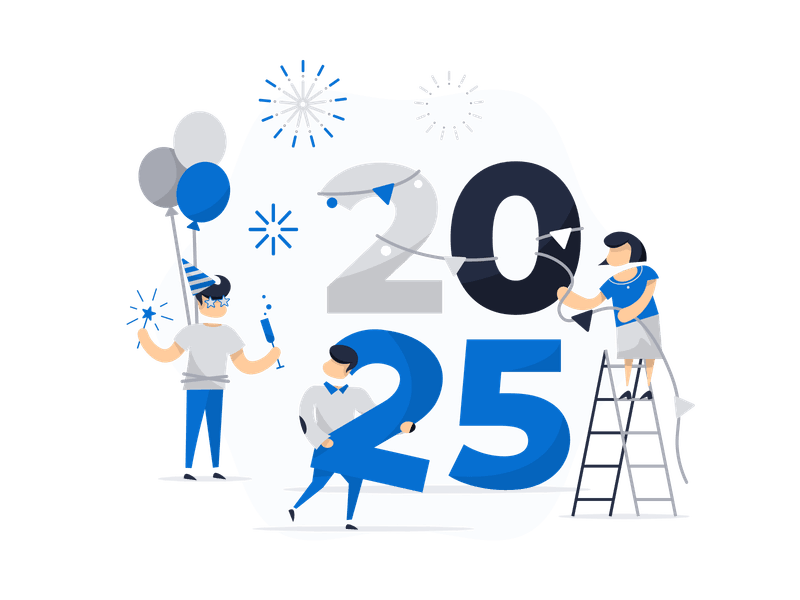 Illustration showing a festive New Year celebration scene. Features a character in a New Year setting with party elements, representing celebration and new beginnings.