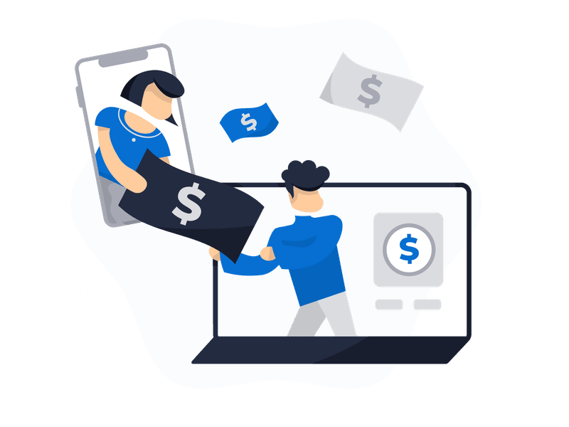 Illustration showing a payment terminal with a credit card being inserted. The scene depicts the process of making a payment, symbolizing transactions, e-commerce, financial services, and digital payments.