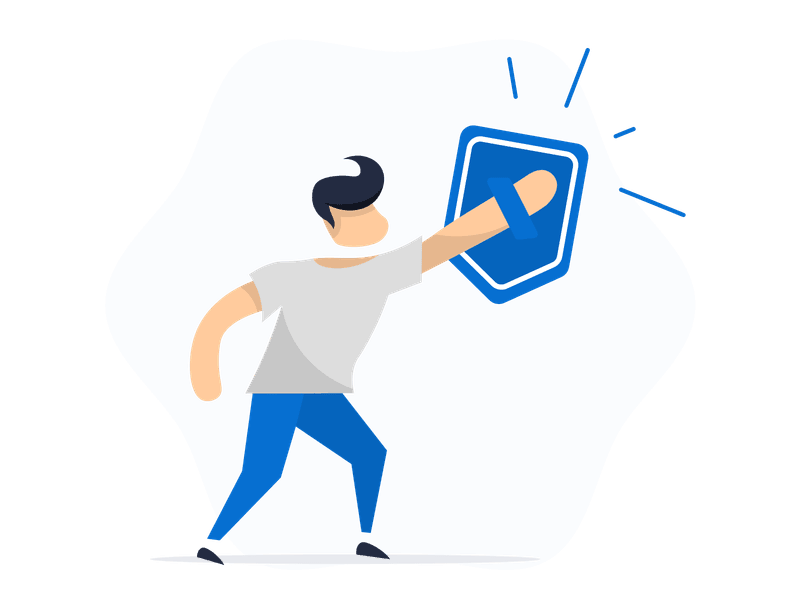Illustration showing a protective shield or security symbol. The scene depicts protection and security, symbolizing safety, defense, cybersecurity, and safeguarding against threats.