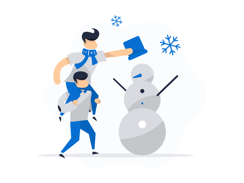 Illustration showing a snowman figure. The scene depicts winter activities and seasonal fun, symbolizing winter, snow, holiday celebrations, and outdoor winter recreation.