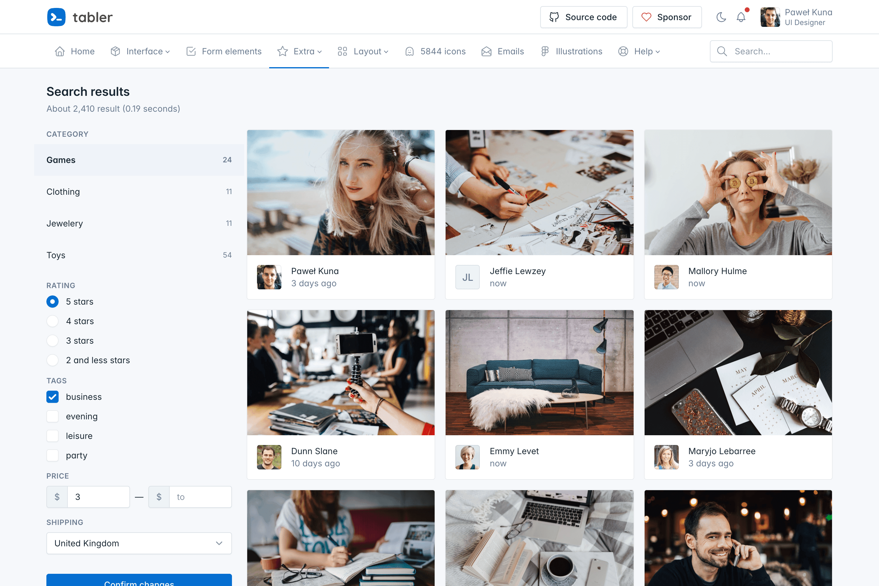New pages added to Tabler v1.0.0