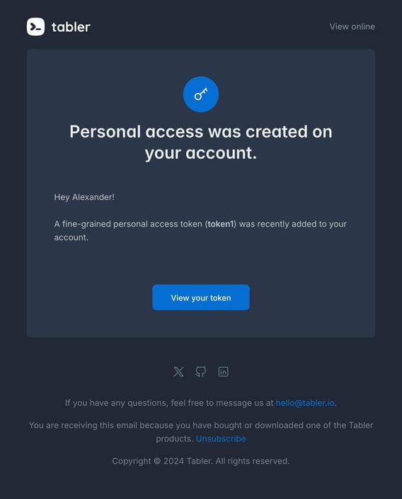 Tabler Emails - access-token Dark