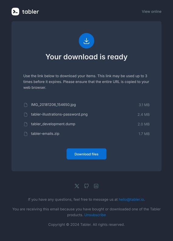 Tabler Emails - download Dark