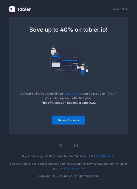 Tabler Emails - offer Dark