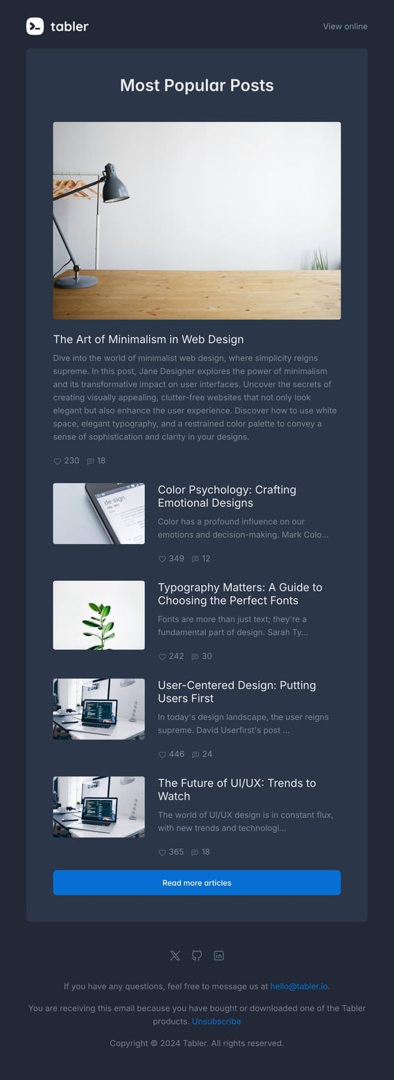 Tabler Emails - popular-posts Dark