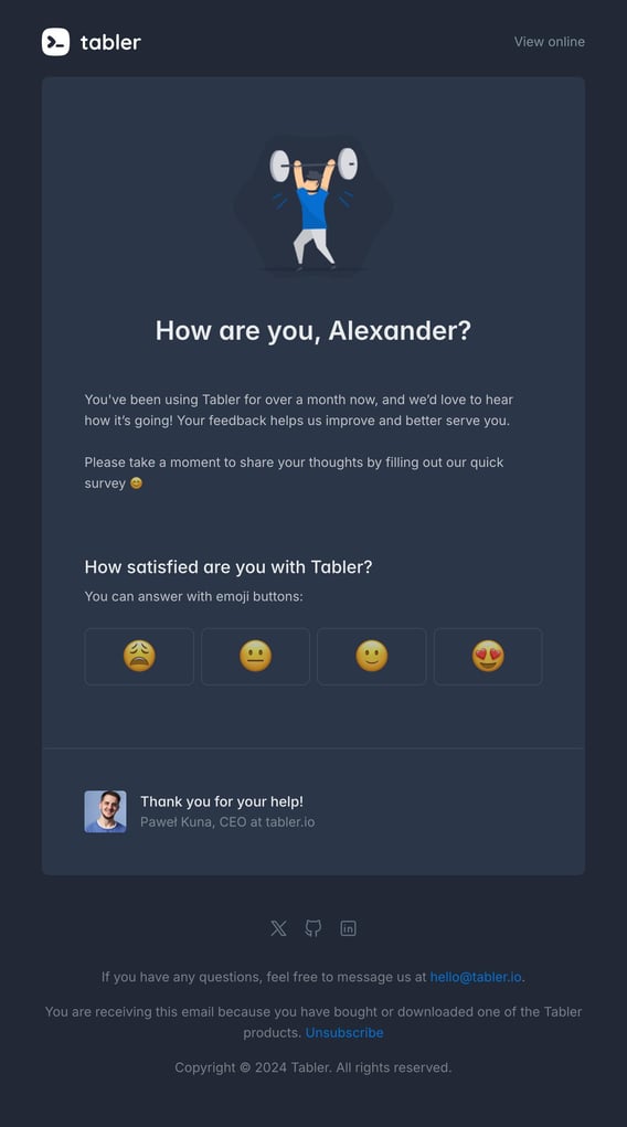 Tabler Emails - survey-emoji Dark