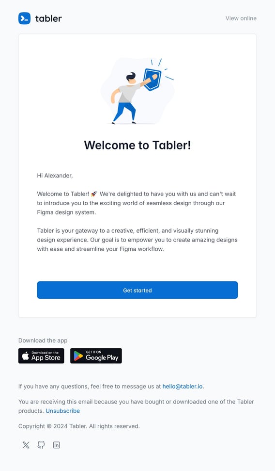 Tabler Emails - welcome