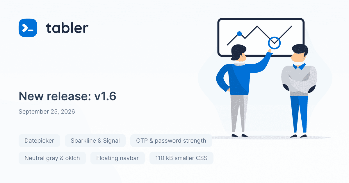 Tabler v1.6 is here, with eight new components and lighter CSS